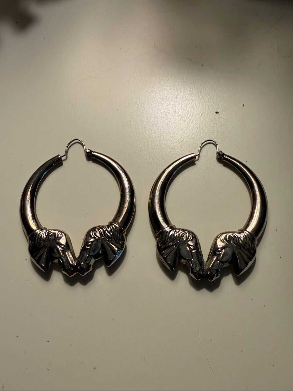 Vintage sterling silver horse head equestrian southwestern hoop earrings